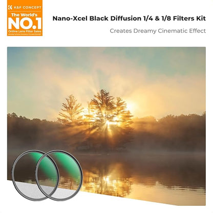 K&F CONCEPT 82mm Black Diffusion 1/4 & 1/8 Lens Filter Kit, Mist Cinematic - Image 2