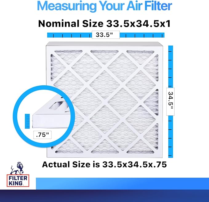 Filter King 33.5x34.5x1 Air Filter | 4-PACK | MERV 8 HVAC Pleated A/C Furnace - Image 2