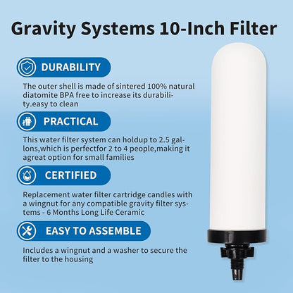 2 Pack 7'' ceramic water filter Candle, 7 inch water filter replacement filters - Image 2