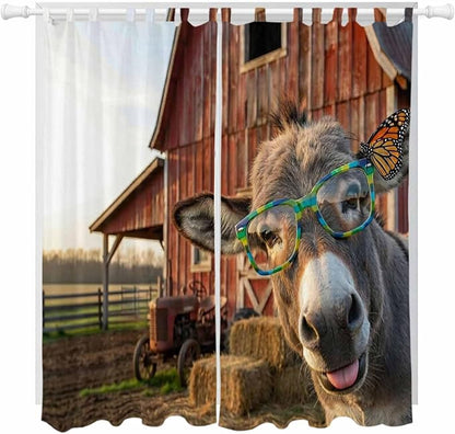 Farm Donkeys Living Room Curtains 96 Inch Length, Window Curtains Tab Top by Unknown