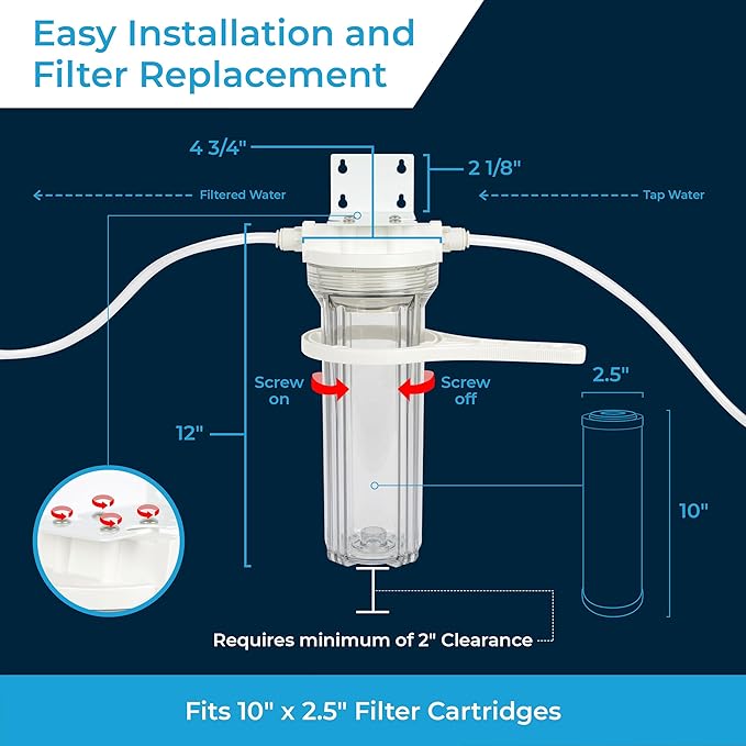 SpiroPure Clear Water Filter Housing 10 inch / 2.5 x 10 / 158117 Transparent - Image 3