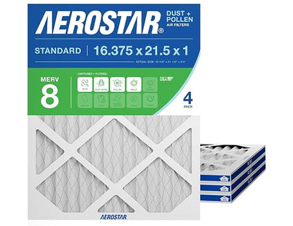 Aerostar 16.375x21.5x1 MERV 8 Air Filter, ACTUAL SIZE, Air Conditioning & by AirFiltersDelivered