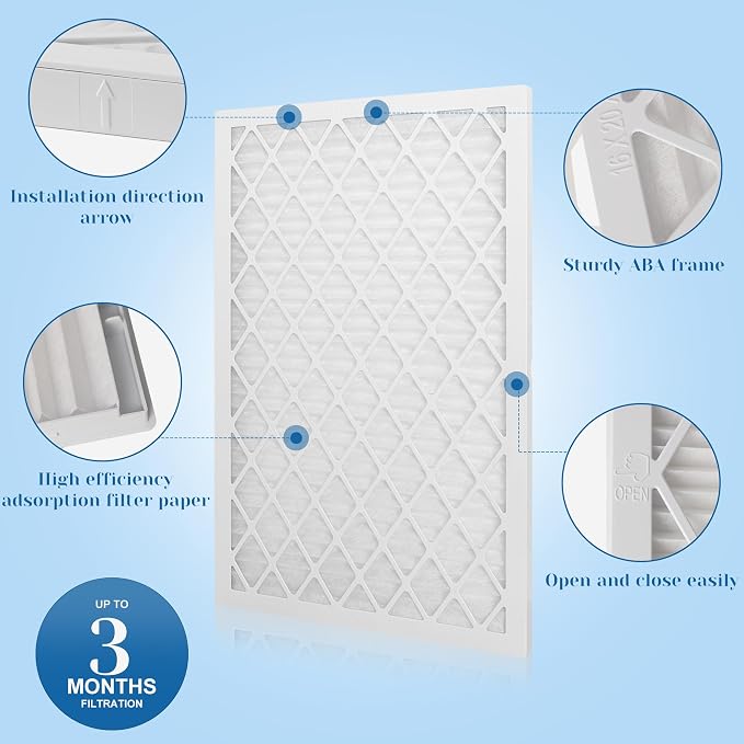 10x20x1 MERV 11 Air Filter, Quality AC/HVAC Furnace Filter，2 Reusable ABS Frame - Image 3