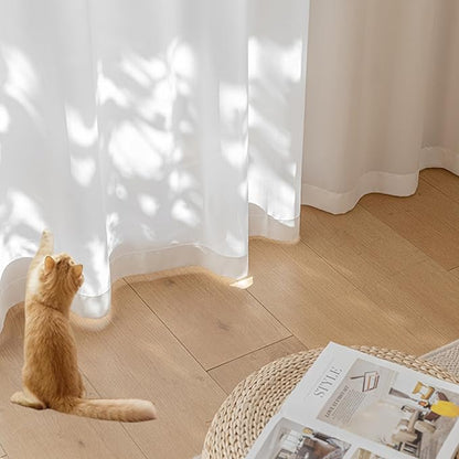 Non-See-Through Privacy White Sheer Curtains 96 inches Long 2 Panels - Image 4