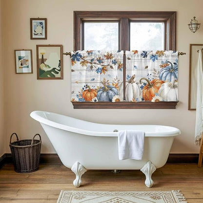 Thanksgiving Pumpkin Kitchen Tier Curtains 24 Inch Long 2 Panel Set, Rod Pocket - Image 5