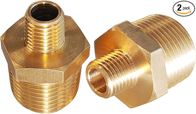 2pcs 3/4" NPT x 1/4" NPT Brass Nipple, 3/4 to 1/4 Adapter Fitting Reducing by Gadoutcover