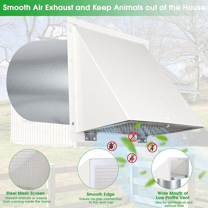 4Inch Dryer Vent Cover Outside, Exterior Vent Cover Dryer Wall Vent Exhaust - Image 3
