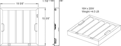 Captive Aire Systems Stainless Steel Restaurant Hood Filter 16" High x 20" Wide - Image 4