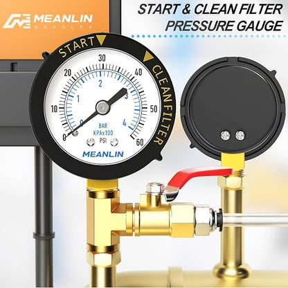 MEANLIN MEASURE 0~60Psi Plastic Frame 1/4" NPT Start and Clean Filter Pressure - Image 7