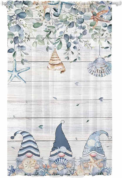 Sheer Curtains 96 Inches Long, Coastal Eucalyptus Leaf Semi Sheer Curtains by Unknown