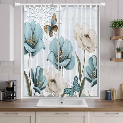 Blue Tulips Living Room Curtains 84 Inch Length, Window Curtains Tab Top - Image 9