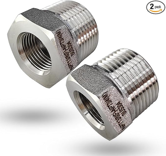 3/4" Male to 3/8" Female NPT Hex Bushing Reducer, 304 Stainless Steel NPT by feyadaperonline