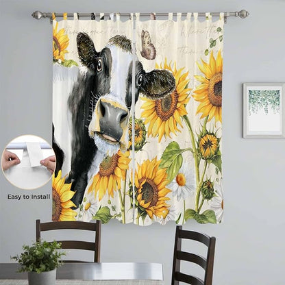 Yellow Sunflowers Living Room Curtains 96 Inch Length, Window Curtains Tab Top - Image 4