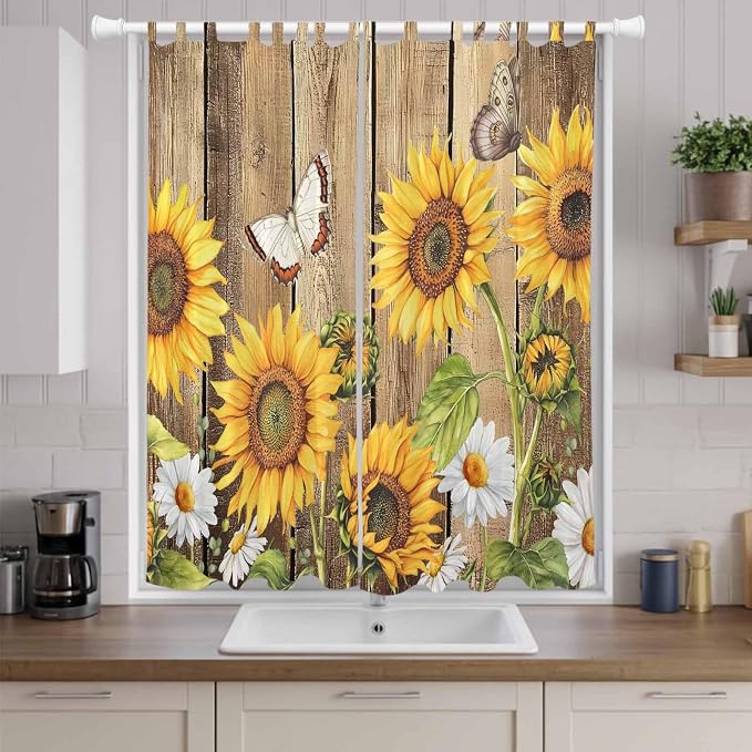Farmhouse Sunflowers Living Room Curtains 84 Inch Length, Window Curtains Tab - Image 9