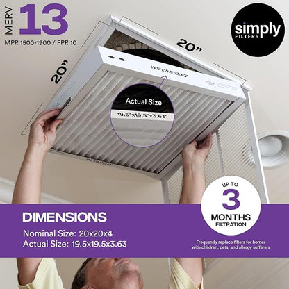 Simply 20x20x4 Air Filter, MERV 13, 4 Pack, Furnace Air Filter - Image 3