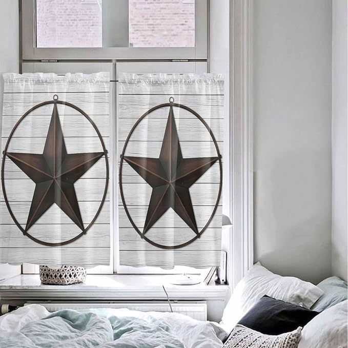 Vintage Farm Western Star Window Valance Curtains, 2 Panel - Image 8