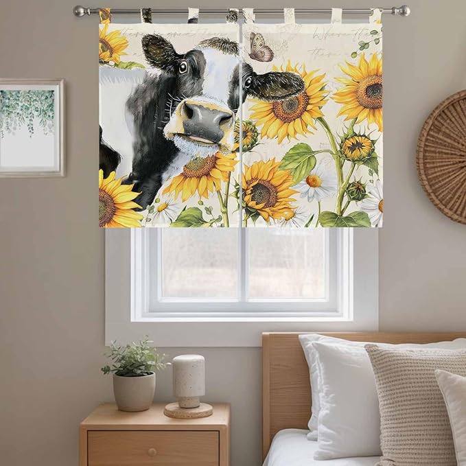 Yellow Sunflowers Bedroom Curtains 63 Inch Length, Window Curtains Tab Top - Image 9