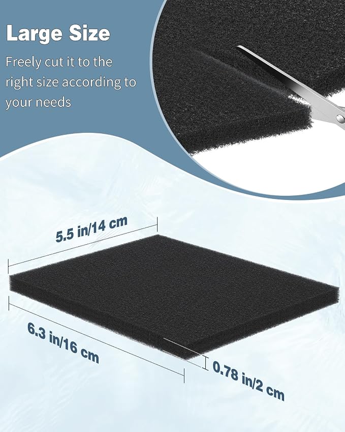 Pawfly Aquarium Bio Sponge Filter Media Pad, 6.3" x 5.5" x 0.78"Filter Foam - Image 4