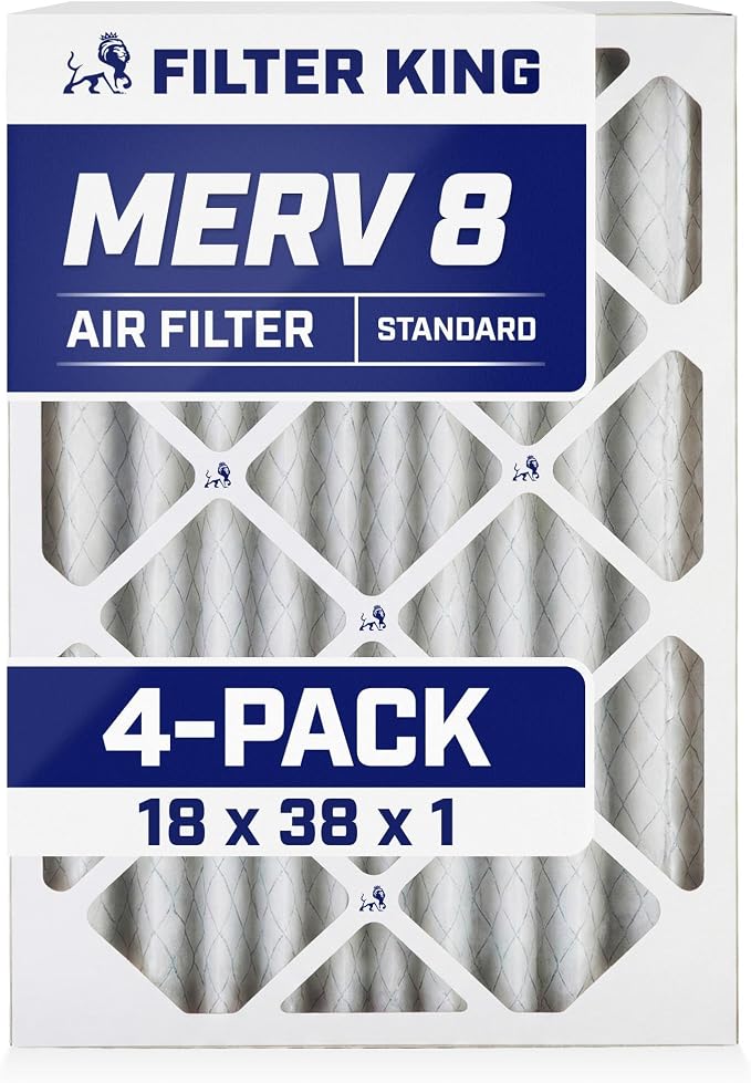 Filter King 18x38x1 Air Filter | 4-PACK | MERV 8 HVAC Pleated A/C Furnace by FilterKing