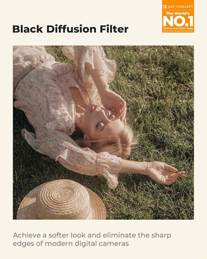 K&F CONCEPT 67mm Black Diffusion 1/4 Filter Mist Cinematic Effect Filter - Image 2