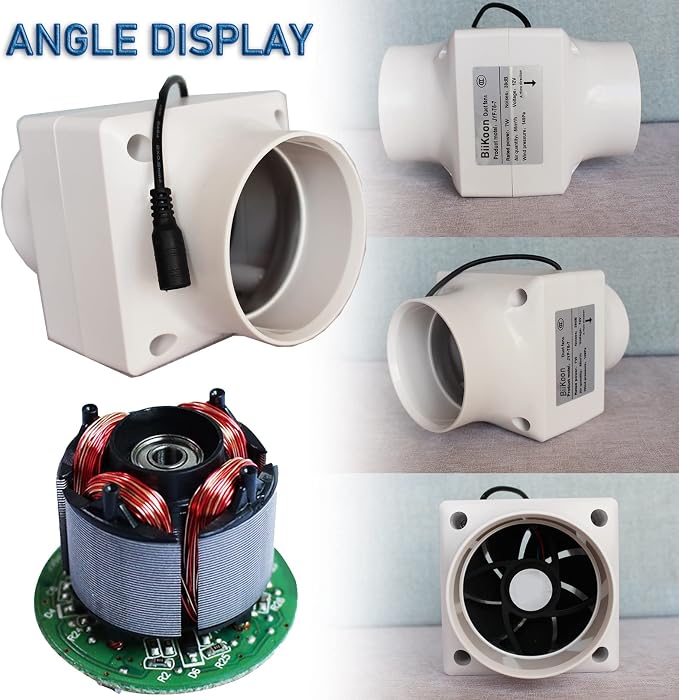 12V 3 Inch Inline Duct Fan Low Noise Variable Vent Blower Fan 32CFM Air - Image 3