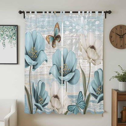 Spring Floral Living Room Curtains 96 Inch Length, Window Curtains Tab Top - Image 2