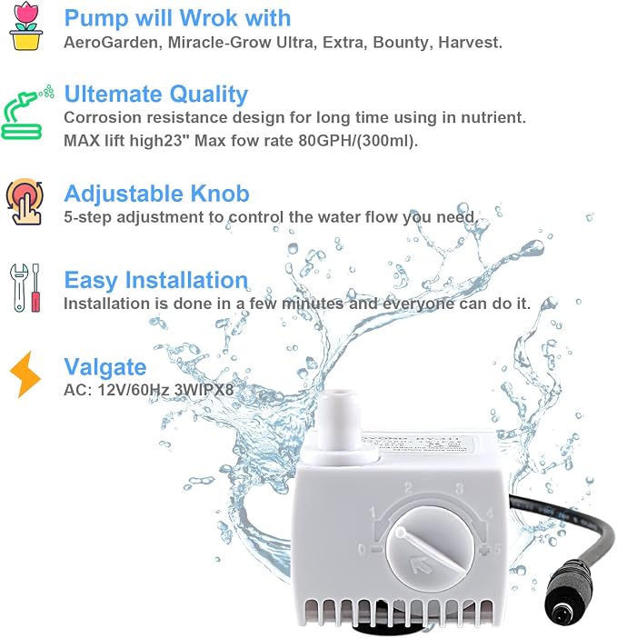 200623 Aero-Garden Pump with 20 Filters, Ultra Quiet Pump Fit - Image 6