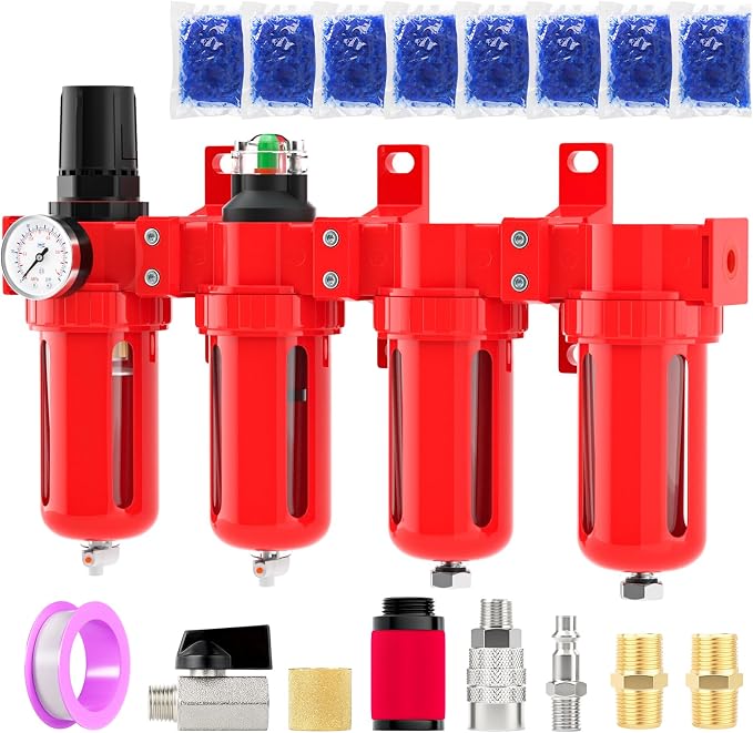 Industrial Grade 4-Stage Aluminum Air Drying System, 1/4 Inch NPT, 0-150 PSI by BOGERDACK