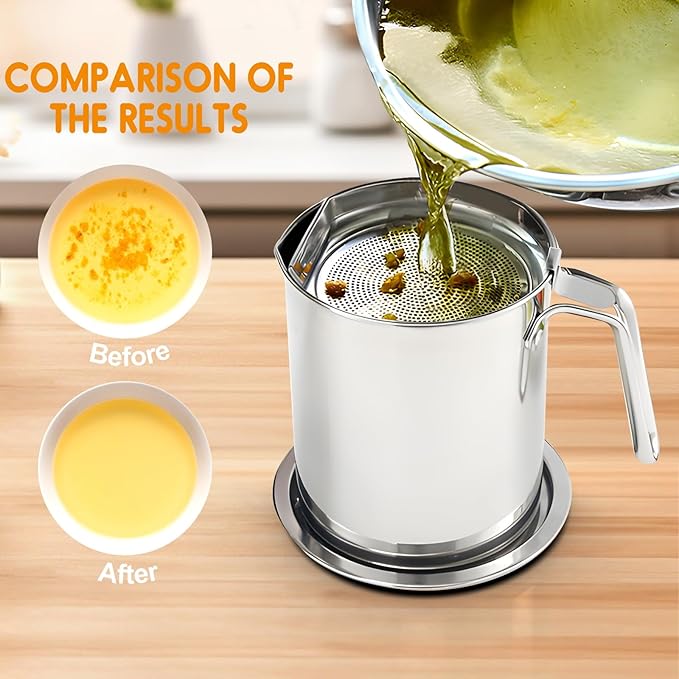 Chihee Grease Container Deep Fryer 2 in 1 Stainless Steel Bacon Grease Saver - Image 3