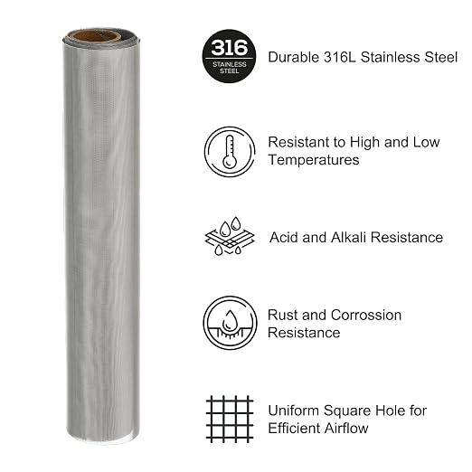 PATIKIL 40" L x 10" W Woven Wire Mesh, 120 Mesh 316L Stainless Steel Air Vent - Image 3
