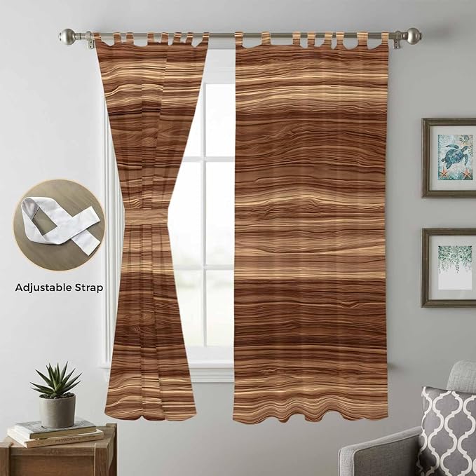 Brown Western Living Room Curtains 84 Inch Length, Window Curtains Tab Top - Image 5