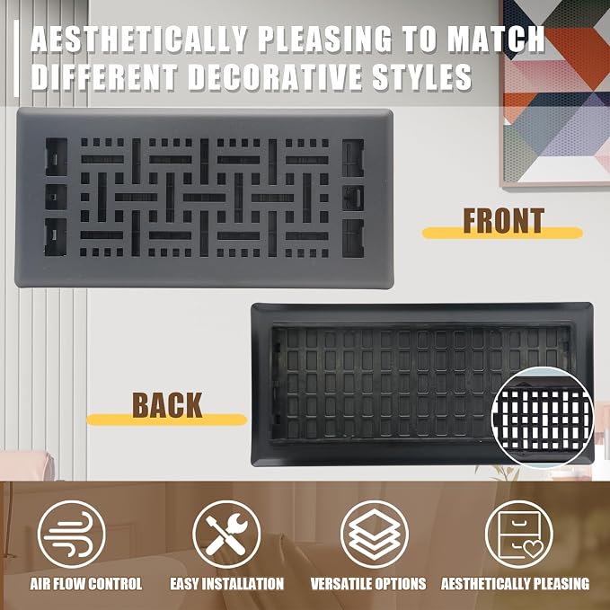 Floor Vents Heavy Duty Walkable Steel Floor Registers 4x10 Inch Floor Air Vent - Image 2