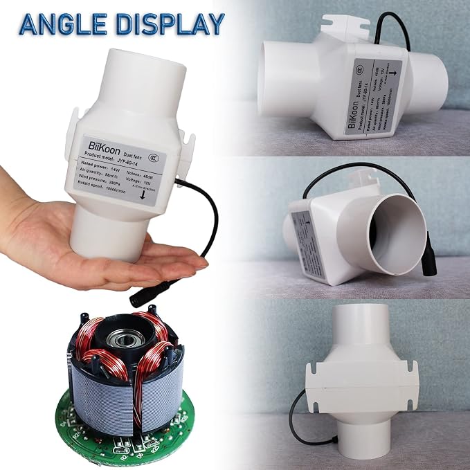 2.36”Inline Duct Fan 12V Dc Ventilation Exhaust Fan Small Hydroponics Blower - Image 3