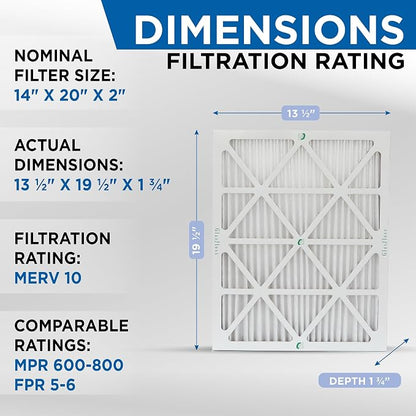 Glasfloss 14x20x2 MERV 10 2" Inch Pleated Air Filters Box of 6. Actual Size: - Image 2