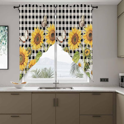 Sunflowers Swag Valances for Windows, Small Window Curtains Swag for Cafe - Image 8