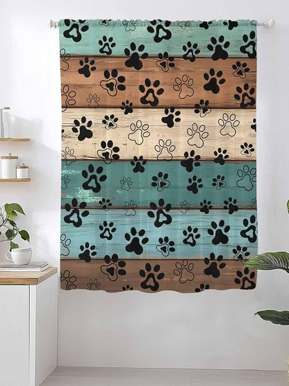 Sheer Curtains 72 Inches Long, Vintage Farmhouse Country Wooden Grain Privacy - Image 2