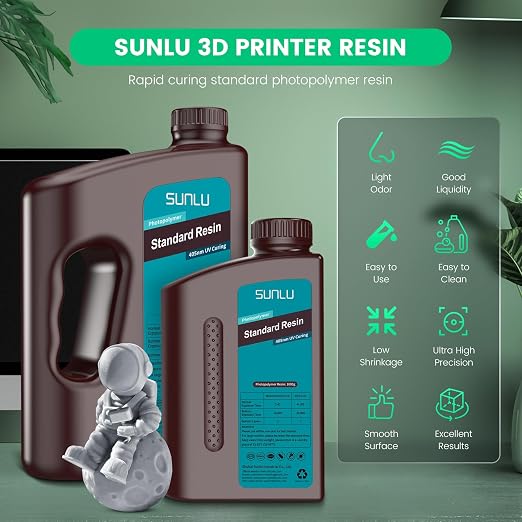 SUNLU 3D Printer Resin Bundle, 395 to 405nm UV Curing 3D Printing Liquid - Image 2