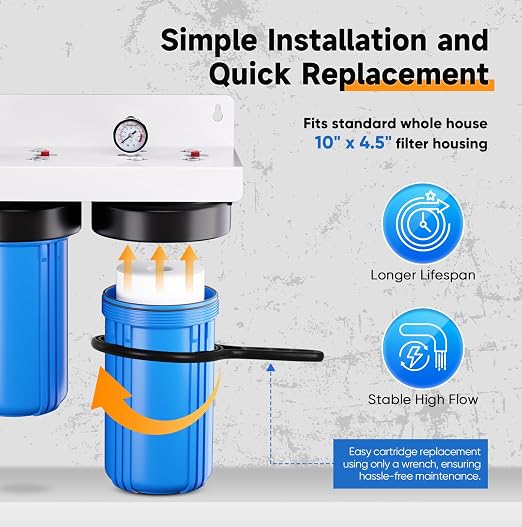 PUREPLUS 2-Stage Whole House Water Filtration System, NSF/ANSI 42 Certified - Image 4