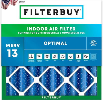 Filterbuy 24x24x4 Air Filter MERV 13 Optimal Smoke & Allergy Defense, by Filterbuy