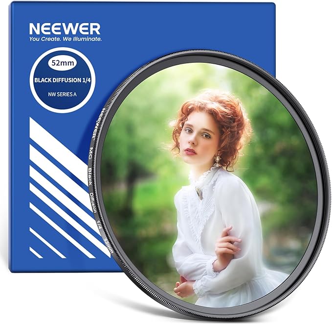 NEEWER 52mm Black Diffusion 1/4 Filter Dreamy Soft Cinematic Effect Filter by Neewer