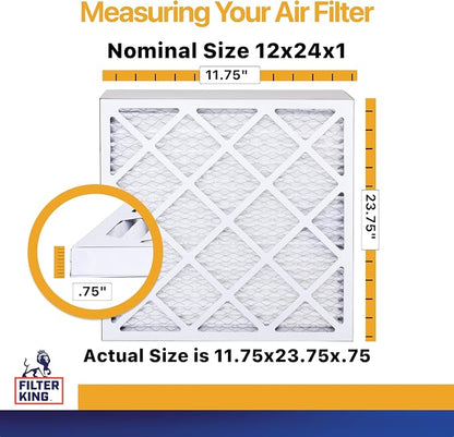Filter King 12x24x1 Air Filter | 6-PACK | MERV 13 | HVAC Pleated AC Furnace - Image 2