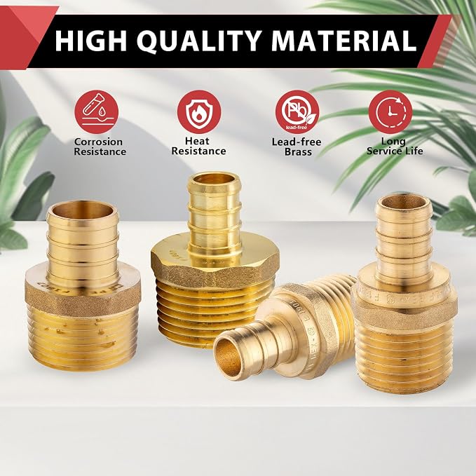 100 PCS EFIELD Pex Barb Crimp Brass Fittings 1/2 inch x 1/2 inch NPT Male - Image 6