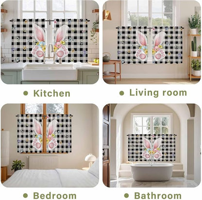 Easter Kitchen Tier Curtains 45 Inch Long 2 Panel Set, Rod Pocket Short Window - Image 8