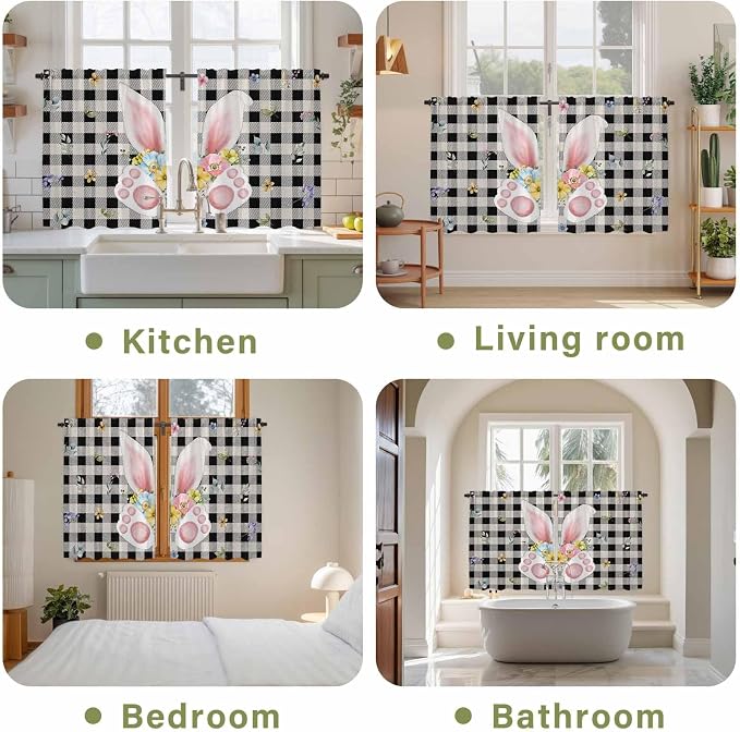 Easter Kitchen Curtains 45 Inch Long 2 Panel Set, Rod Pocket Window Treatment - Image 8