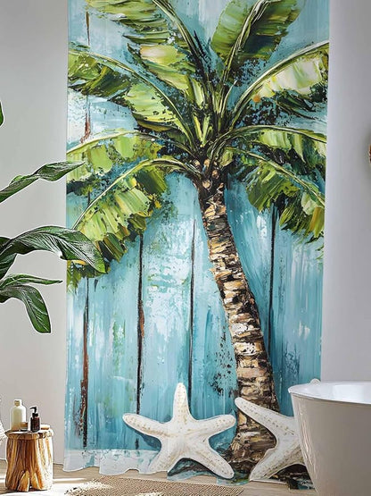 Sheer Curtains 96 Inches Long, Coastal Beach Starfish Semi Sheer Curtains Light - Image 4