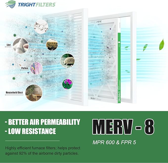 24x24x1 Air Filter 4 Pack, MERV 8 Pleated Dust Defense Air Filters Replacement - Image 5