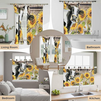 Retro Farmhouse Flower Kitchen Curtains 36 Inch Length, Small Window Curtains - Image 7
