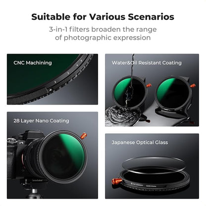 K&F CONCEPT 46mm Black Diffusion Mist Effect 1/4 & Variable ND2-32 & Circular - Image 6