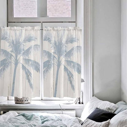 Summer Coconut Tree on Vintage Wood Grain Window Valance Curtains, Seaside - Image 7