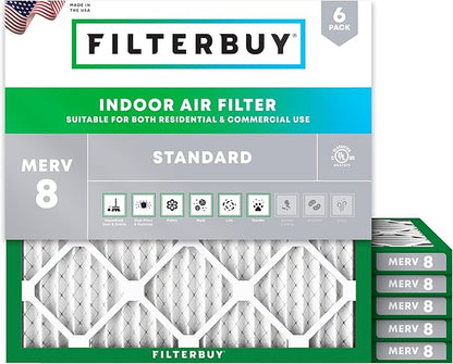 Filterbuy 15x15x1 Air Filter MERV 8 Essential Dust & Allergy Defense, by Filterbuy